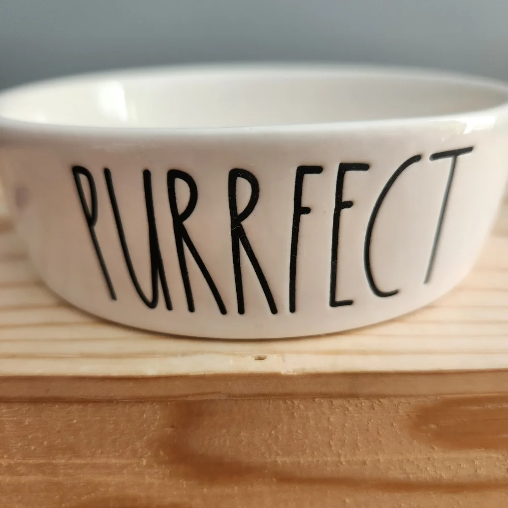 Rae Dunn Purrfect Cat Water or Food Ceramic Bowl